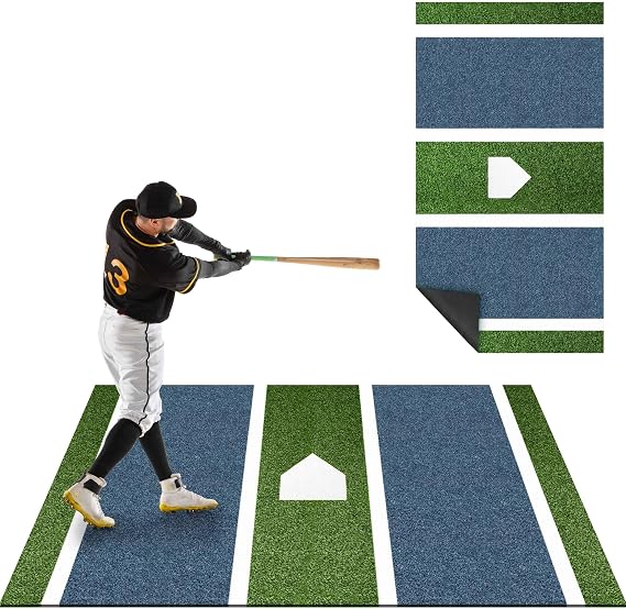 RIIFRILY Baseball Hitting Mat Pro Batting Cage Mat with Home Plate