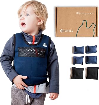 Harkla Weighted Vest for Kids - Neoprene Compression Vest - Ages 2 to 4 - Adjustable Kids Weighted Vest with 2lb Weight - Breathable and Washable Compression Vest - Small