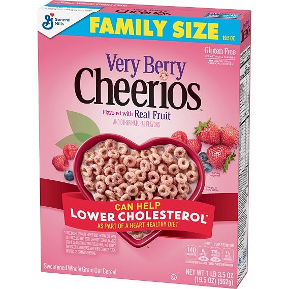 Very Berry Cheerios, Breakfast Cereal with Oats, Gluten Free, 19.5 oz