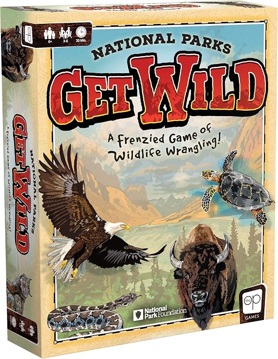 USAOPOLY National Parks Get Wild | Quick-Rolling Dice Game Featuring Iconic National Park Locations | Great Kids Game & Family Board Game | Hasbro Get Wild National Parks Adventure Game - Eco-Friendly Family Dice Game