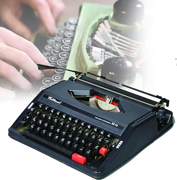 Typewriter Machine,Portable Retro Manual Typewriter,English Typewriter,Vintage Typewriter,Wireless Typewriter Keyboard,Portable and Easy to Use for Note Taking, Letters, Memoirs,Bl