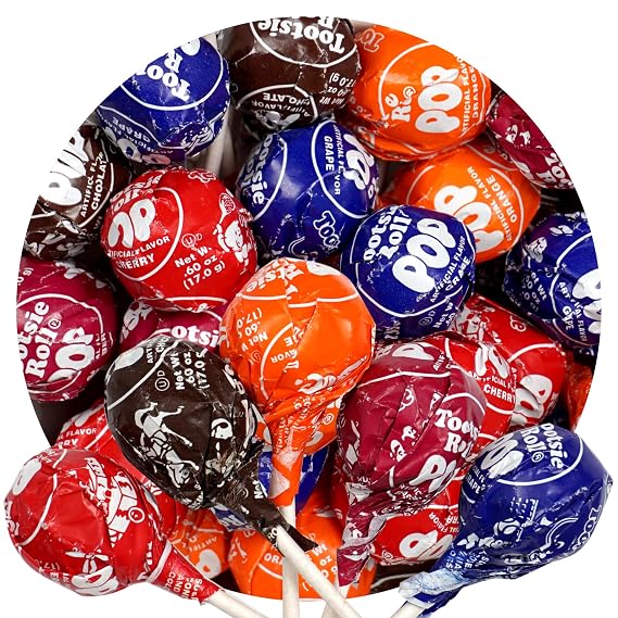 Tootsie Roll Pops, Chocolate Center, 5lb Bulk Bag, Approx 110 Count | Original Assorted Fruit Flavors, The Hampton Popcorn & Candy Company