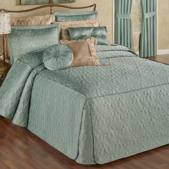Cambridge Classic Luxury Fitted Bedspread, Aqua Mist, Queen, 3 Pc Set
