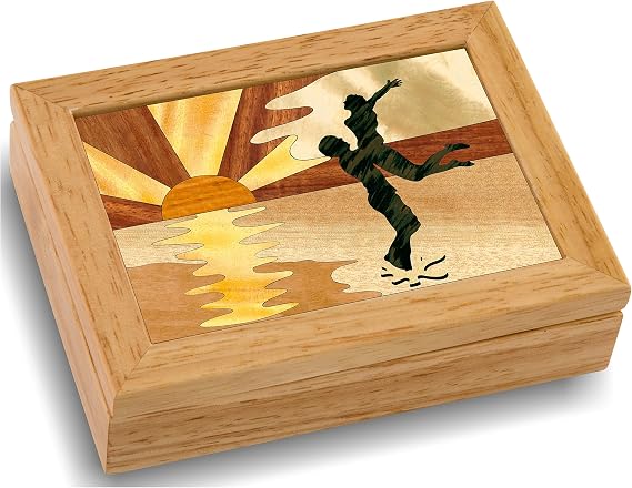 Wood Art Sunset Box-Handmade USA -Unmatched Quality -Unique, No Two are the Same -Original Work of Wood Art. A Couples Gift, Ring, Trinket or Wood