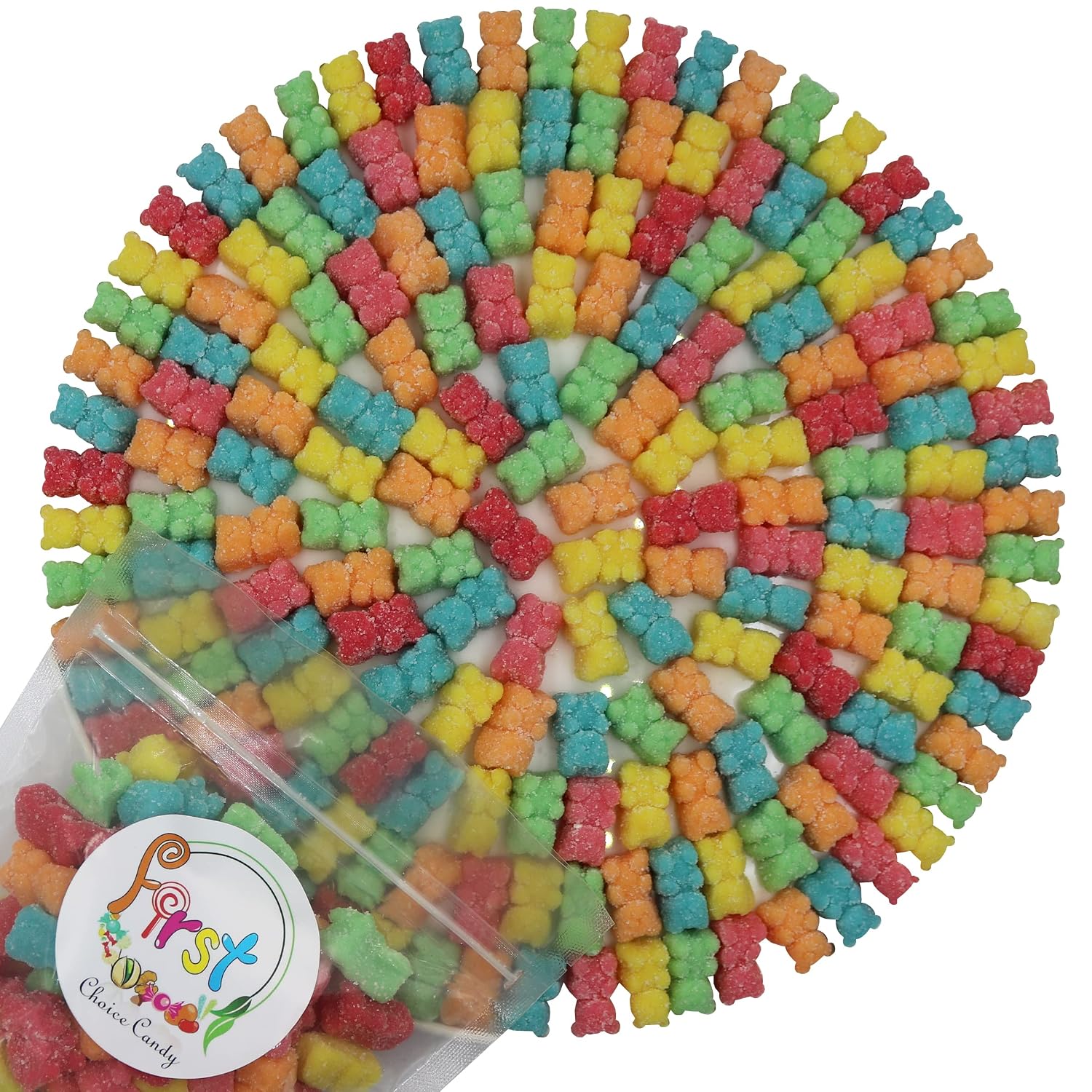 FirstChoiceCandy Gummy Bears Sour Neon Beep Bears, 1 Pound Pack of 1