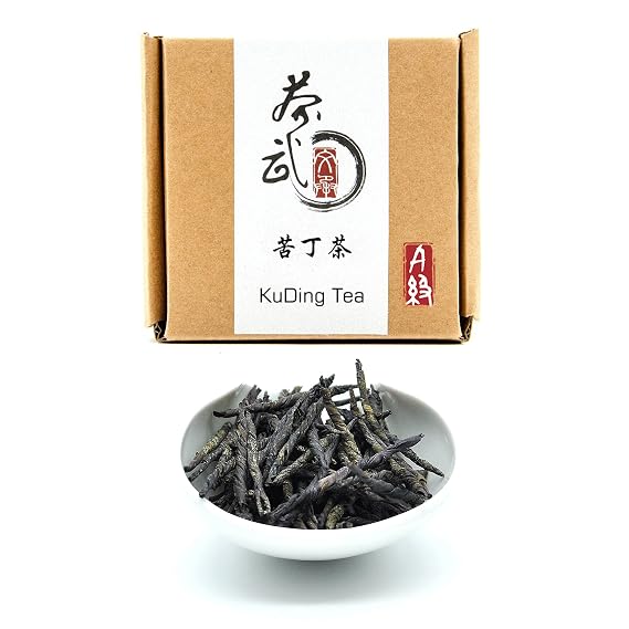 ChaWuWarmSun [A] KuDing Tea Herbal Infusion, 3.5oz/100g Chinese | Premium Herbal Infusion. Slender Leaves With Intense Bitter Taste That Turns Into Sweet Aftertaste. Lingering Grip.