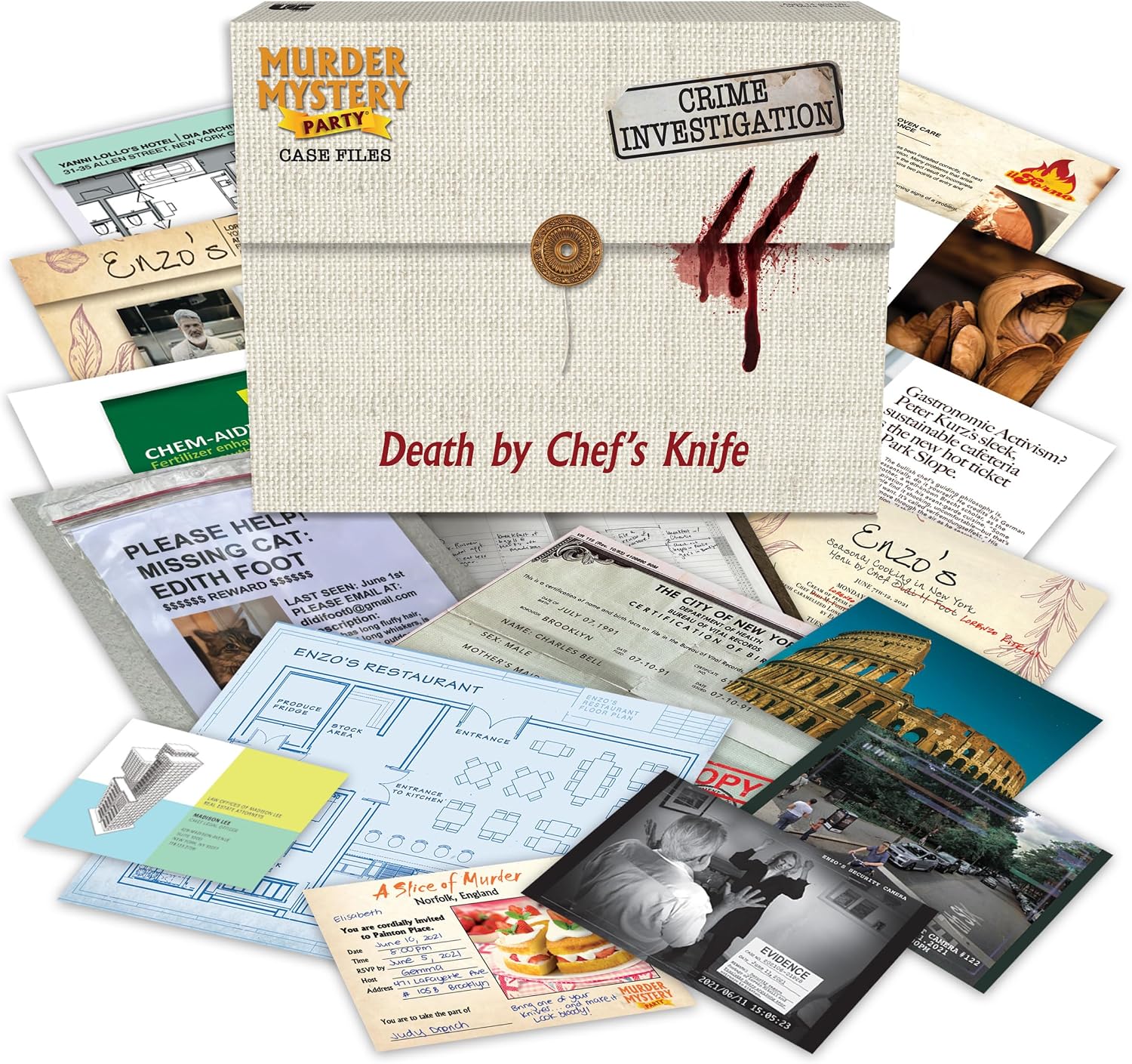 University Games Murder Mystery Case File A Chef's Knife, 33283, For age 12 years and over