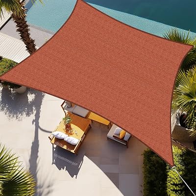 Shade&Beyond Rectangle Sun Shade Sail 12X16 Permeable Canopy Rust Red for Patio Garden Yard Deck Pergola We Make Custom Size