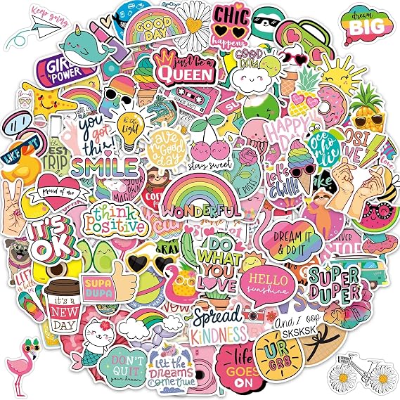 Water Bottle Stickers for Girls Teens Kids 145Pcs Waterproof Inspirational VSCO Vinyl Stickers for Laptop Skateboard Aesthetic Trendy Cute Word Stickers School Reward Decals