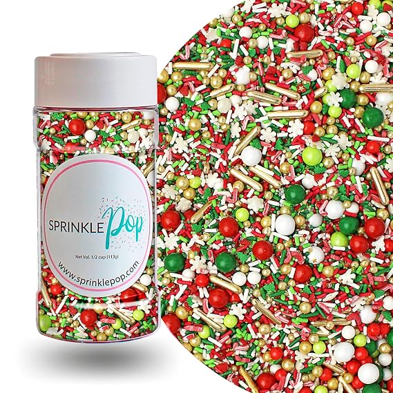Sprinkle Pop Christmas Magic Sprinkle Mix, Red Green White Sprinkles, 4oz