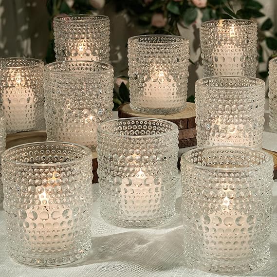 12 Pack Votive Candle Holder, 2.7x3.5 Inch Large Clear Candle Holders