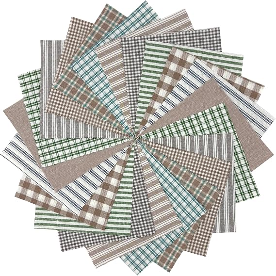 40+ Lightwash Neutral Charm Pack, 5 inch Precut Cotton Gray Taupe Plaid Homespun Fabric Squares by JCS