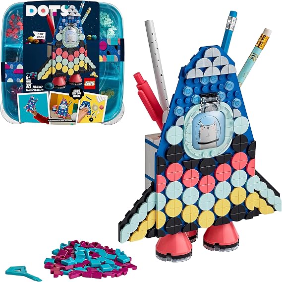 LEGO 41936 DOTS Pencil Holder Rocket Toy Desk Décoration, Creative Activities, Craft Kit for Kids Age 6+