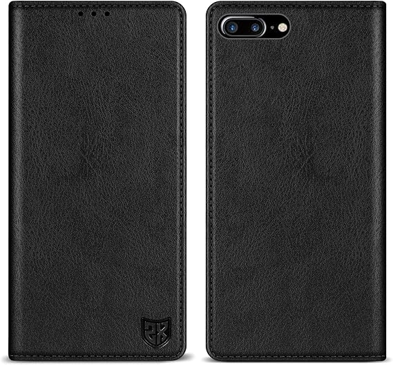 for iPhone 7/8 Plus Wallet Case Strong Magnetic 5.5 inch,Black