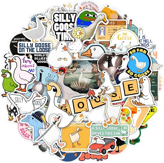 100Pcs Silly Goose Stickers for Laptop - Funny Goose Party suppliess & Decorations, Gifts for Women & Men