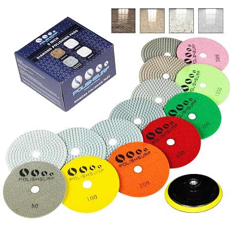 Diamond Polishing Pads 5 Inch Wet Dry Set of 8 Pieces Diamond Sanding Pads
