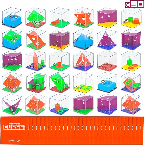 BONNYCO Brain Teaser Puzzles Cubes Kids Party Favors Pack 30. Pinata Goodie Bags Stuffers for Kids 3-5 4-8, Return Gifts for Birthday Party. Mini Puzzle Games, Classroom Prizes, Rewards Stocking