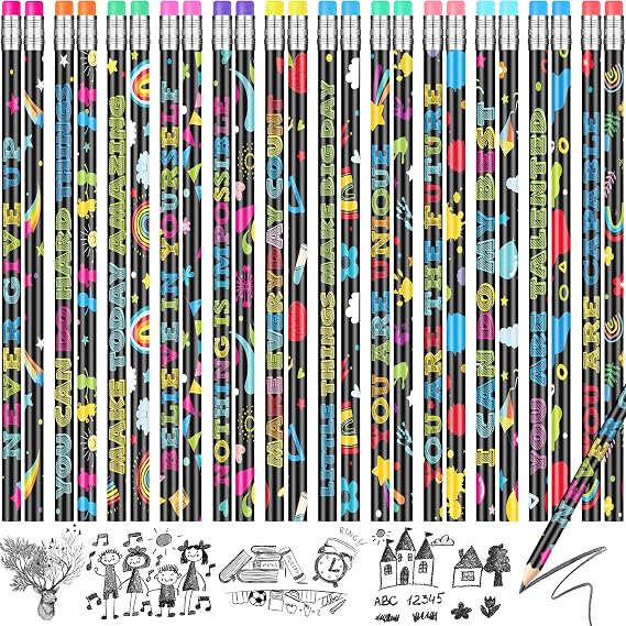 60 Pcs Motivational Pencils Bulk, Fun Inspirational School Pencils for Classroom, Cute Wood Pencils with Encourage Positive Sayings, Back to School Supplies for Kids Student Teacher Classroom Reward