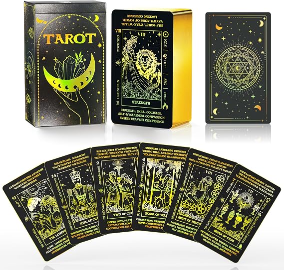 WJPC Gold Foil Tarot Cards with Meanings Without Guide Book Set Tarot Deck