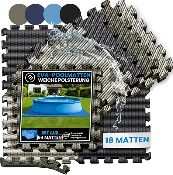 bemaxx Pool Underlay Pool Mat Underlay Mat 18 EVA Pool Mats Set: Floor Protection Mat Puzzle Mat Pool Tiles Pool Plate Floor Mat Floor Film Protective Floor Outdoor Pool Rug Whirlpool Paddling Pool