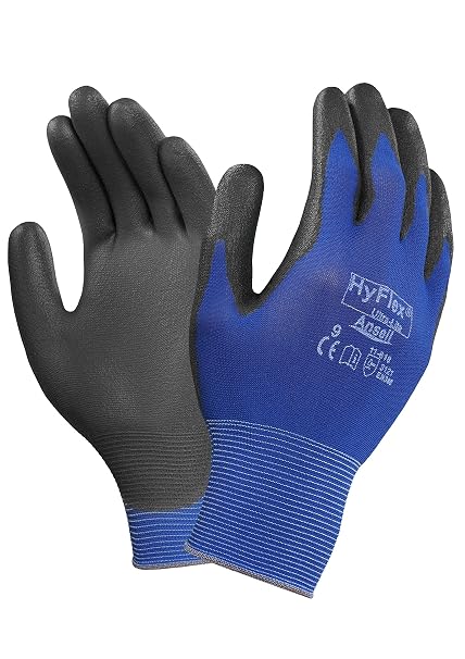 Ansell 112074 HyFlex 11-618 Lightweight Precision Glove, 0.33" Height, 8.5" Length, 5" Wide, Size 7, Blue (Pack of 12)