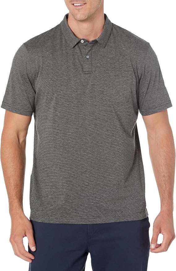 PGA Tour Men's Fine Line Eco Short Sleeve Golf Polo Shirt with Pocket