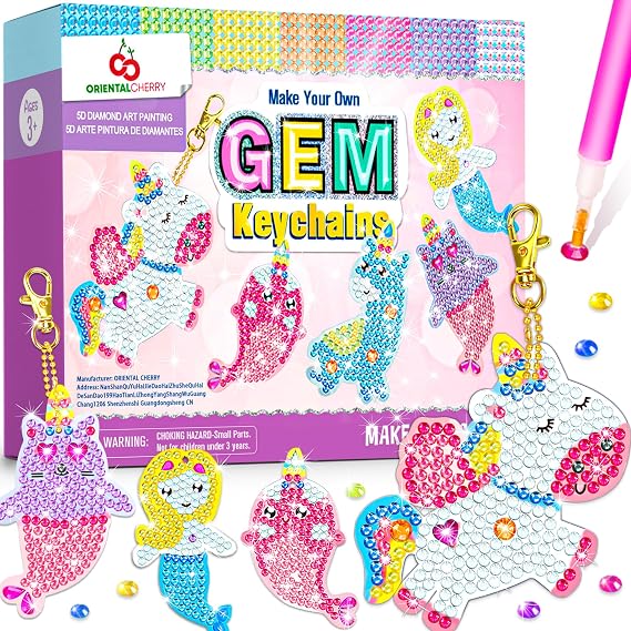 Arts and Crafts for Kids Ages 8-12 - Make Your Own GEM Keychains for Girls