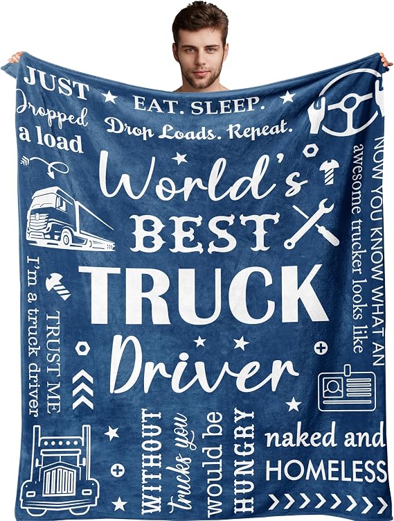 Truck Driver Gifts for Men, Best Gifts for Truck Drivers, Trucker Gifts for Men/Dad, Gifts for Truckers/Truck Lovers, Trucker Gift Ideas, Truck Driver Appreciation Gift Blanket 60 x 50