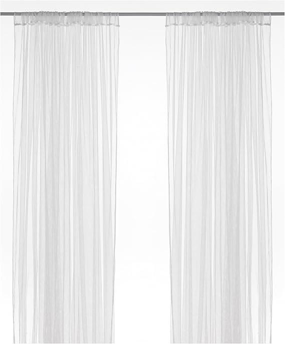 IKEA LILL Curtains Sheer Net White 2 Panels 110 X 98 Canopy Room Divider Voile