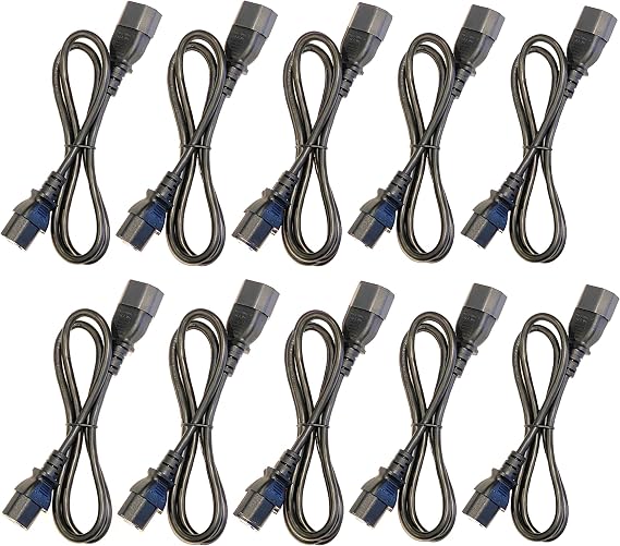(10) 3 Foot IEC 320 NEMA C13 C14 10A 18AWG AC Power Cord Cables PDU to CPU