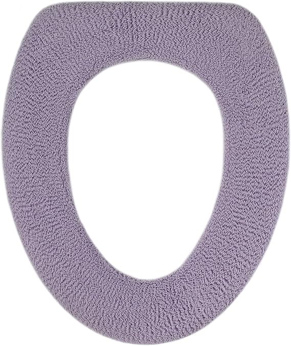 Soft Toilet Seat Cover - Plush, Thick Fabric Toilet Seat Warmer for Round, Elongated 14x18" Toilet Seats - Reusable, Machine-Washable, Easy-Install - Gift-Ready Packaging - Light Lavender