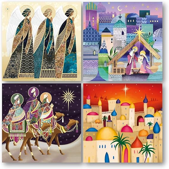 Museums & Galleries Charity Christmas Cards Pack of 20 - Assorted Designs - 4 x 5 Nativity Scenes - Religious Christmas Cards Multipack - In Aid of UK Charities