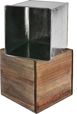 CYS EXCEL Cube Removable Zinc Metal Liner 6 x6 x6 Multiple Size Choices Wood Square Planter Indoor Decorative Window Box, 6, Natural ZWCB060606