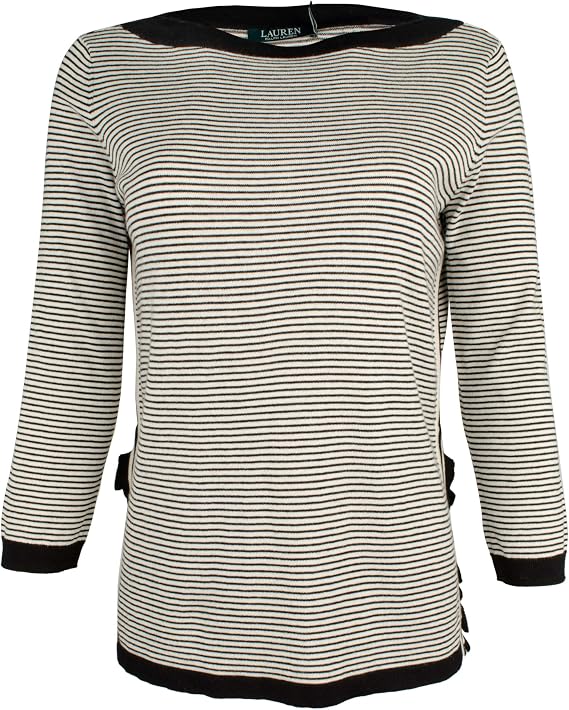 Ralph Lauren Wommen's Petite Ruffled Striped Sweater WC PL