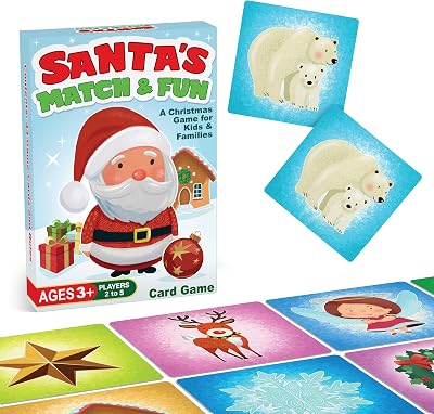 Santas Match & Fun Christmas Matching Game for Toddlers Ages 3-5 & Kids 4-8 | Family Game Night Activities, Stocking Stuffer Gift Idea