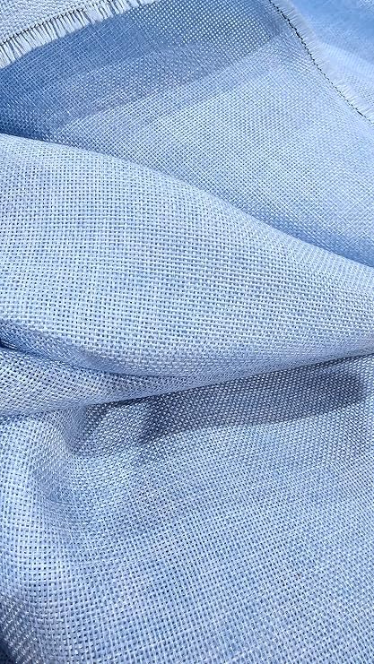 ADFABRIC, Vintage Linen/Burlap, Polyester Fabric 58" Wide, Sold by Yard (Baby Blue)