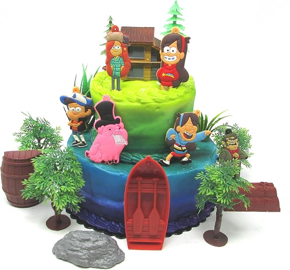 Gravity Falls Deluxe Birthday Cake Topper Set Featuring Gravity Fall Characters and Themed Accessories (Unique Design)