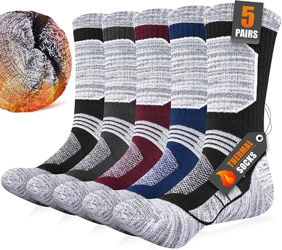 Niofind Mens Thermal Socks Thick Warm Winter Work Boot Socks, 5/8 Pairs