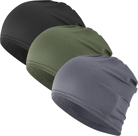 3-Pack Cooling Camo Skull Caps Summer Beanies for Men Women | Lightweight Breathable Beanie Hats,Skully Caps,Thin Quick Dry Sweat 3D Mesh,Running Cap for Cycling Gym Exercise Workout