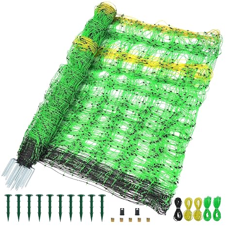 Electric Fence Netting, 49.6" H x 164' L, Portable Livestock Nets Mesh for Hogs, Cattle, Sheep,Turkey, Goat, Larger Animals,PE Net Fencing Used in Backyards, Farms and Ranches and Gardens
