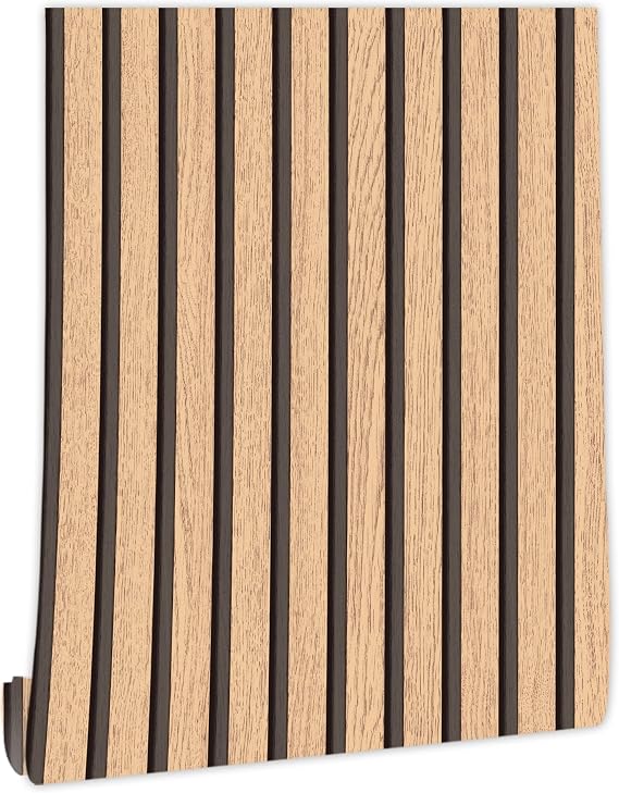 myforHD Self-Adhesive Wood Grating Wallpaper Wood Stripe Grain Natural Wooden Slats Wallpaper Peel and Stick Contact Paper PVC Vinyl Film Removable Waterproof