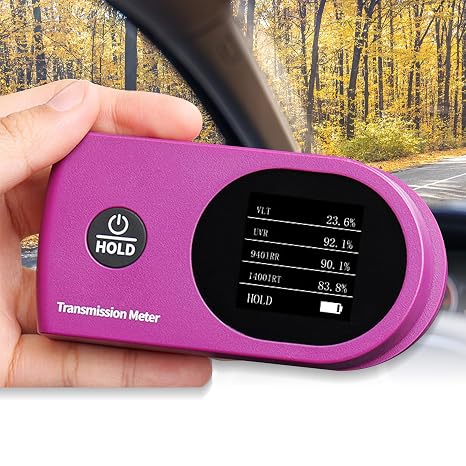 Digital Window Tint Meter Solar Film Transmission Meter with Automatic Calibration 7-in-1 UV IR Rejection Meter for UV, Visible Light, IR 940nm, IR 1400nm, Full IR, TSER, SHGC (Model AMT537)