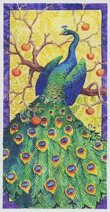 Art Needlepoint Brilliant Peacock by Paul Brent