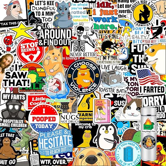 120 Pcs Funny Stickers for Adults, Scrapbook Stickers for Kindle | Prank Hilarious Sticker Pack | Waterproof Cool Sticker for Laptop, Hard Hats, Sarcastic, Scrapbooking Decals