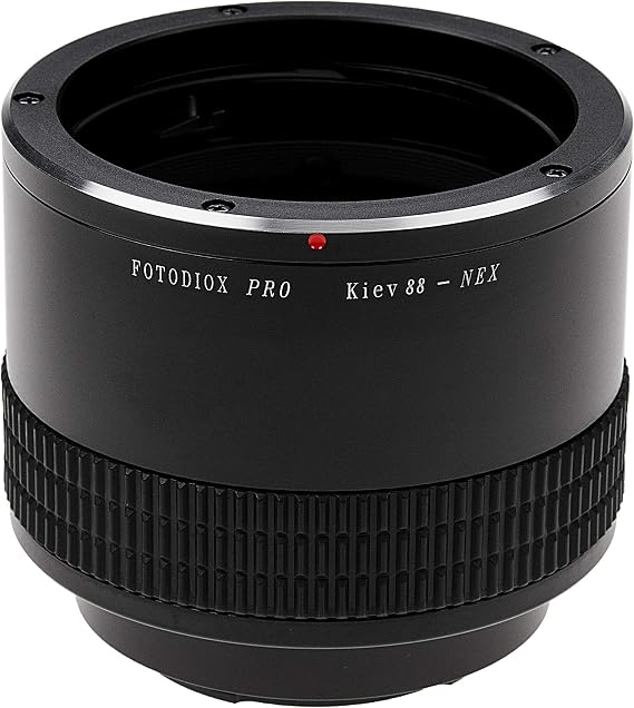 Fotodiox Pro Lens Mount Adapter - Kiev 88 SLR Lens to Sony Alpha E-Mount Mirrorless Camera Body, Black/Chrome
