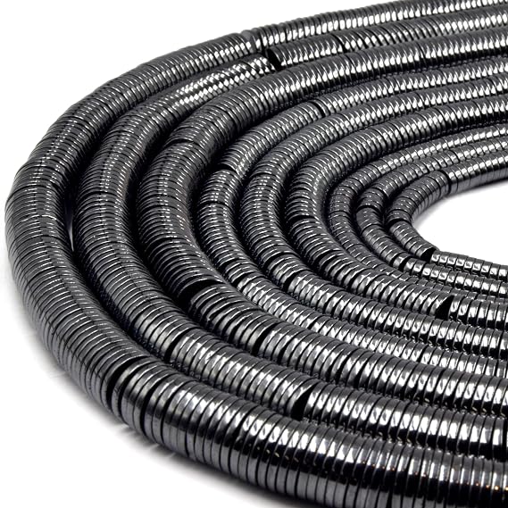 Hematite Heishi Beads | Smooth Natural Metallic Plated Hematite Heishi Shape Beads | 4mm | Gunmetal Gunmetal 4mm