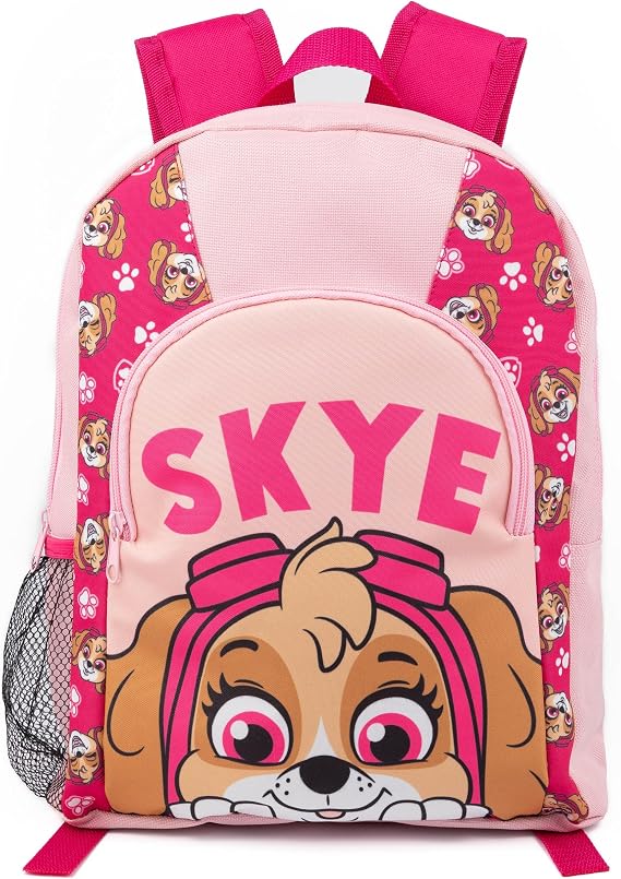 Paw Patrol Skye Girls Pink Backpack Rucksack Adjustable Straps Character Design School Bag Kids Organised Daypack