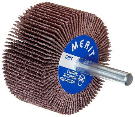 Merit High Performance Mandrel-Mounted Mini Grind-O-Flex Abrasive Flap Wheel, Round Shank, Ceramic Aluminum Oxide, 2" Dia., 1" Face Width, Grit 80, 25000 Max RPM (Pack of 10)