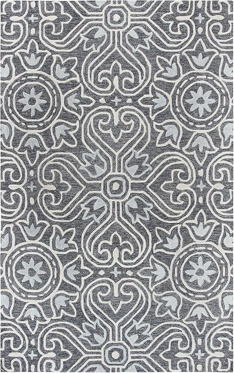 Rizzy Home | OU957A | Opulent Collection | Wool Area Rug | 10' x 13' | Gray/Light Gray/Natural Medallion