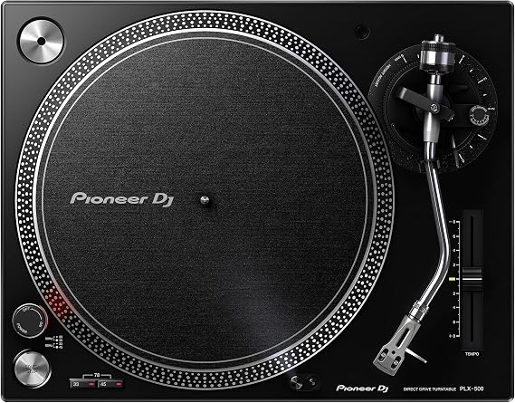 Pioneer DJ PLX-500 Direct Drive Turntable | Play and digitize vinyl, USB recording, DJ-style layout, phono/line output, dust-cover sleeve stand